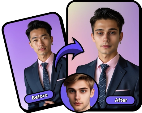 AI face swap before and after